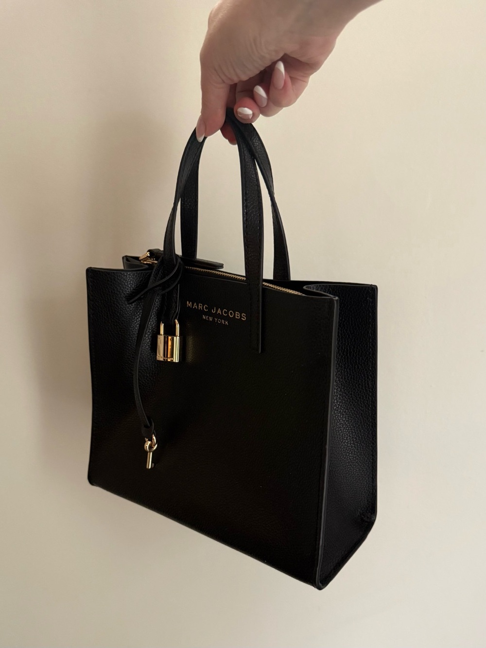 Small Marc Jacobs Black Leather Satchel with Gold Hardware